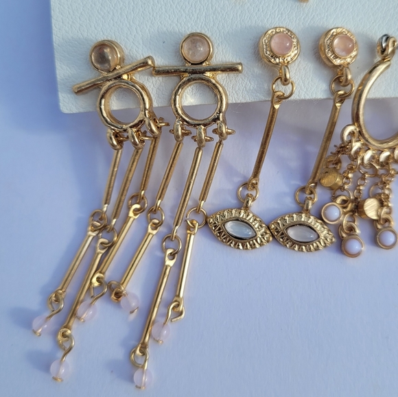 NWT Free People Levitation stud set in Gold Rose Quartz - Picture 4 of 6